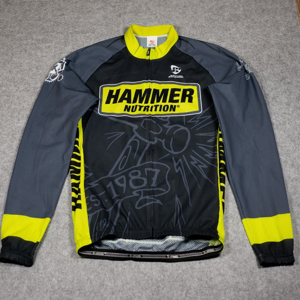 Voler Hammer Nutrition Long Sleeve Cycling Jersey Vintage Est 1987 Black Sz L